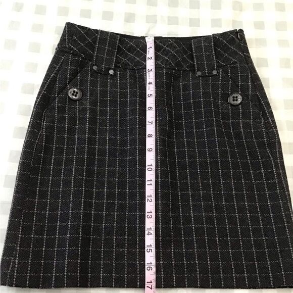 ESPRIT mini skirt 75% wool plaid size 0 black grey - Picture 11 of 15